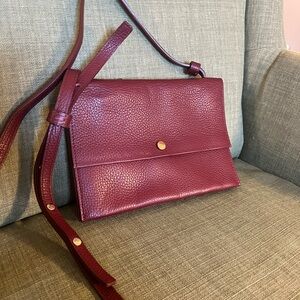 Shinola Burgundy Leather Crossbody Bag